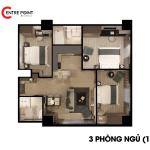 Centre Point Đà Nẵng – Bán căn hộ 3PN, tầng 15, Hướng Tây Bắc